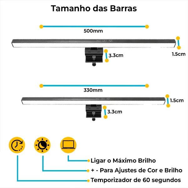Barra Luminária Monitor LED com 3 Modos de Luz - Casa Smart BR
